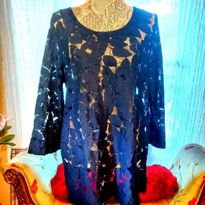NWOT-DENNIS-Dennis Baso-Blue Sheer Oversized Top or Mini 👗 Dress-L